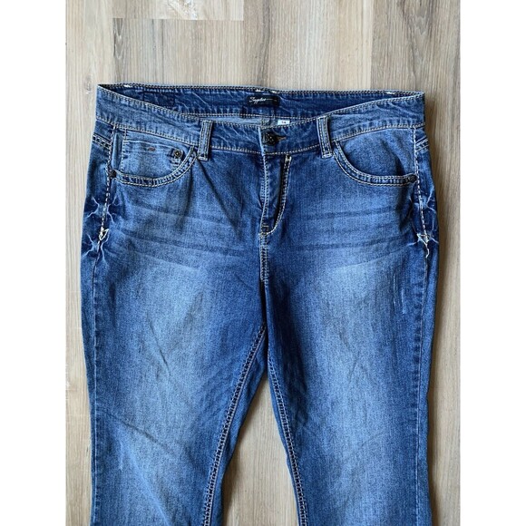 Supplies By Union Bay Tummy Smoothing Jeans Style Amy Embroidered Pockets Sz 14 - Picture 4 of 15